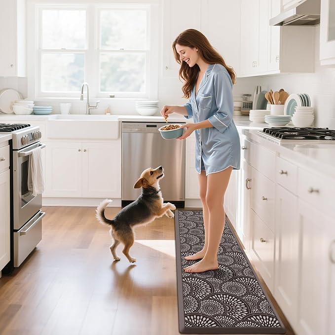 Mattitude Kitchen Mat, 17.3x60in Heavy Duty Ergonomic Comfort Foam Standing Desk Mat, Waterproof Non-Slip Standing Mats and Rugs for Kitchen, Office, Laundry, Chocolate
