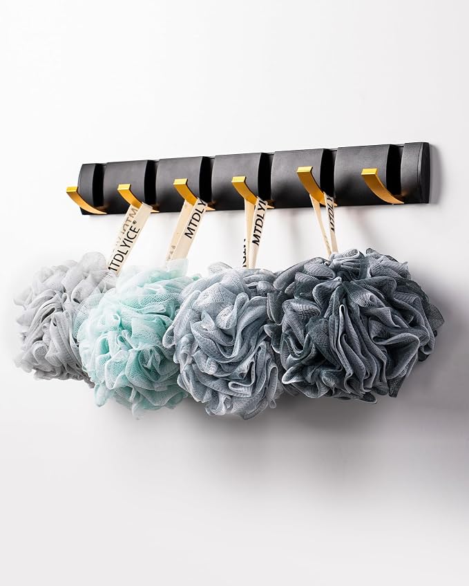 MTDLYICE Loofah Sponge, XXL Large Loofah 100g 4 Pack, Bath Sponge Soft Mesh Shower Loofah for Men, Body Scrub, Shower Pouf Bath Accessories, for Body Wash, Soap (Blue Gray)
