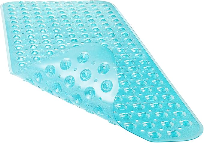 YINENN Bath and Shower Safety Mats 40x16 inch, Non Slip with Suction Cups for Bathroom Stall and Tub Floor, Extra Large and Machine Washable, Drain Holes Keep Bathtub Clean, Green