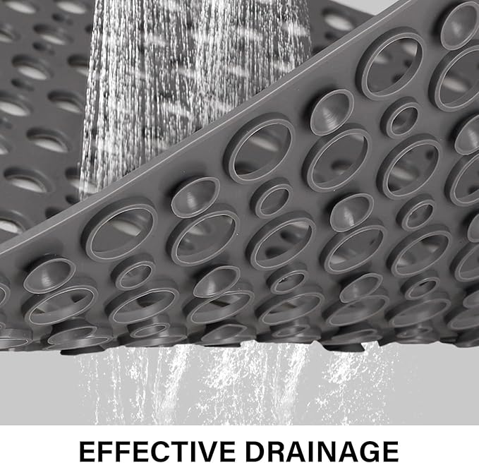 Non Slip Shower Mat: 36 X 24 Inch Large Shower Mats for Inside Shower - Soft TPE Anti Slip Long Shower Floor Mat with Large Drain Holes and Suction Cups