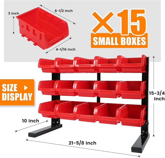 MaxWorks 80695 Bench/Table Top 15-Bin Parts Rack