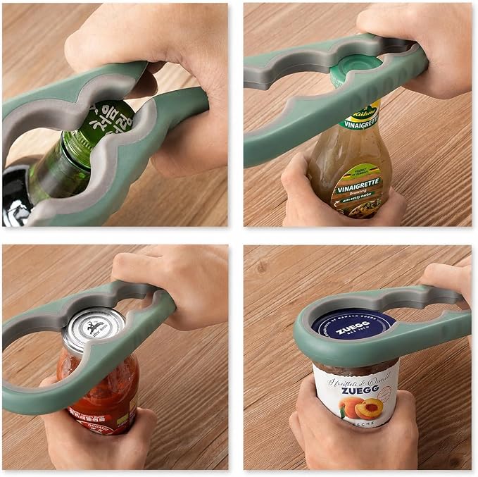 Opener | 5-in-1 Non-Slip Bottle Opener for Weak hands, Seniors with Arthritis and Anyone with Low Strength, featuring a leverage opener, a can opener, and a wine bottle opener