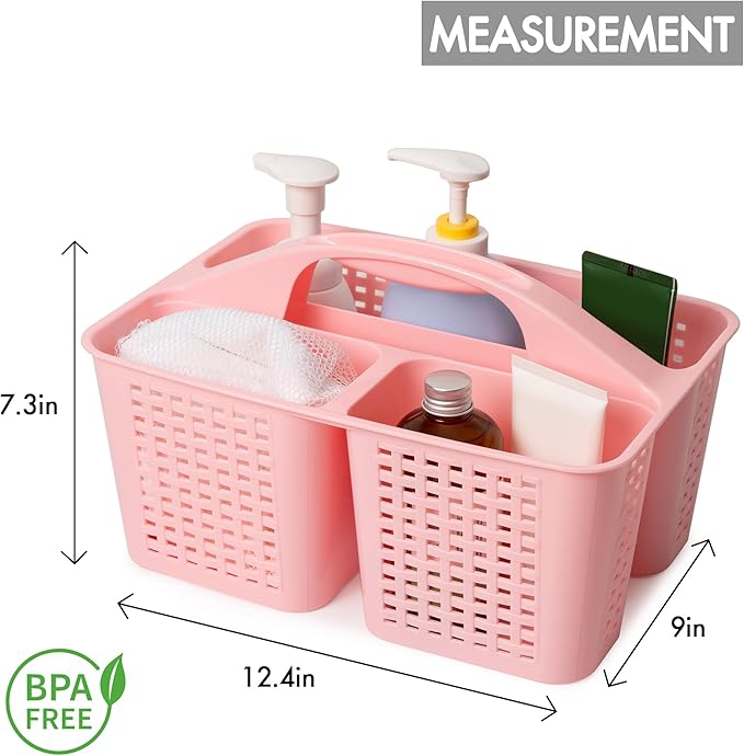 Tiawudi Portable Shower Caddy, Caddy Organizer with Handle, Plastic Shower Basket Hold Soap, Shampoo, Hair Supplies and Beauty Products, Cleaning Supplies Organizer for Home, Dorm, Shelf and Cabinet