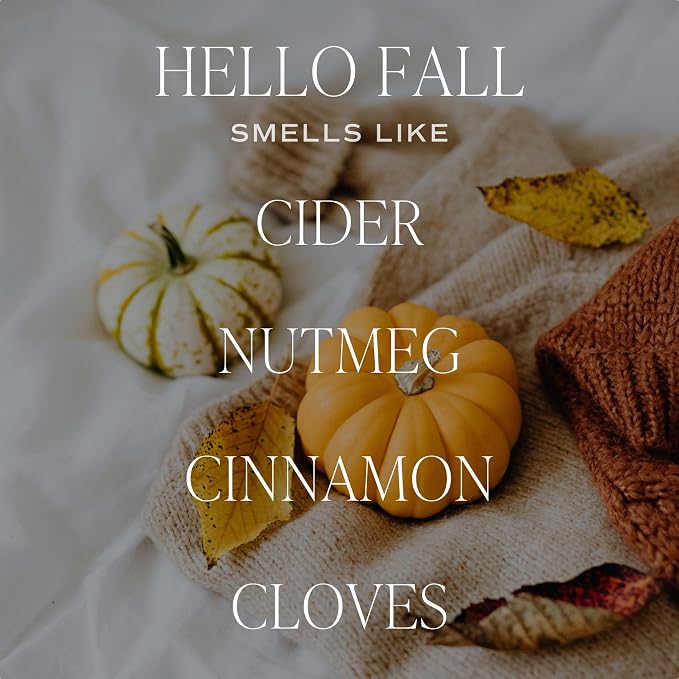 Sweet Water Decor Hello Fall Reed Diffuser, Cozy Autumn Home Scent with Apple Cider & Spice, Long-Lasting Non-Toxic Oil for Bedroom, Bathroom & Office, Fall Gift Set for Women, Lasts 4+ Months