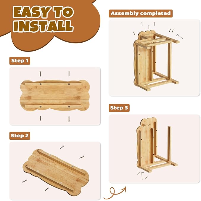 COSYLAND Step Stool for Toddlers - Two Step Stools Toddler 300 lbs Capacity with Safety Non-Slip Design, Natural Step Stool for Bathroom, Kitchen Dual Height Step Stools for Kids Natural