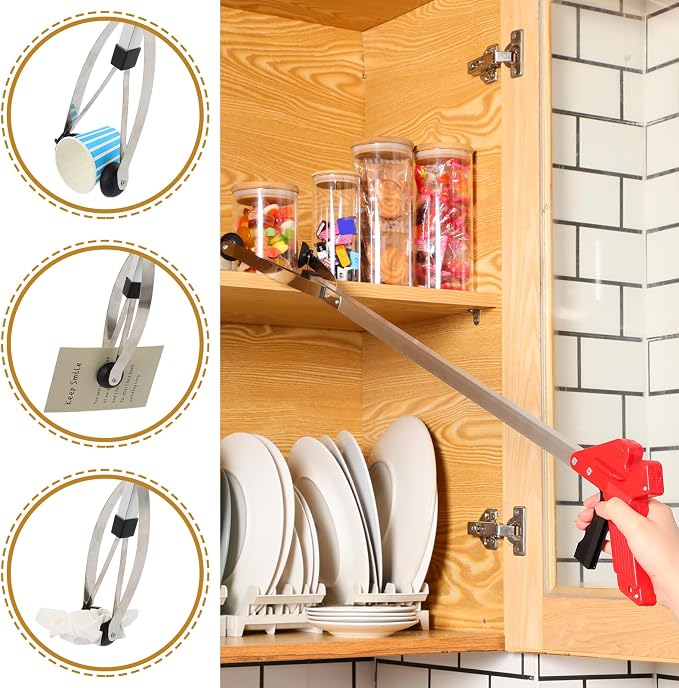 Sabary 10 Pack Suction Cup Reacher Grabber Heavy Trash Picker Grabber Tool, Long Handy Aids Nonslip Claw Reach Tool for Elderly Pick up Stick Arm Extension Litter Picker(Red,35 Inch)