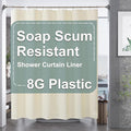 AmazerBath Beige Shower Curtain Liner Plastic, 8G PEVA Shower Liner Cream, Heavy Duty Shower Curtains for Bathroom, Cream Shower Curtain Waterproof 72x72 with 3 Weighted Stones and 12 Grommets