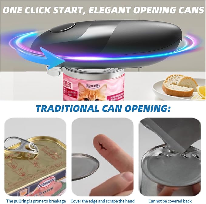 YFL Automatic Electric Can Opener: Battery Operated One Touch Hands Free Smooth Edge - Easy Open Cans, Cat & Dog Food for Seniors & Arthritis Sufferers