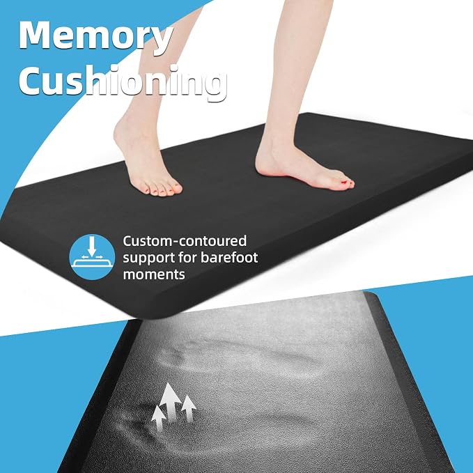 Art3d 3/4" Thick Kitchen Mats for Floor, Waterproof 20" X 32" Cushioned Comfort Mat, Anti Fatigue Mats for Kitchen, Ergonomic Standing Office Desk, Home and Garage, Black