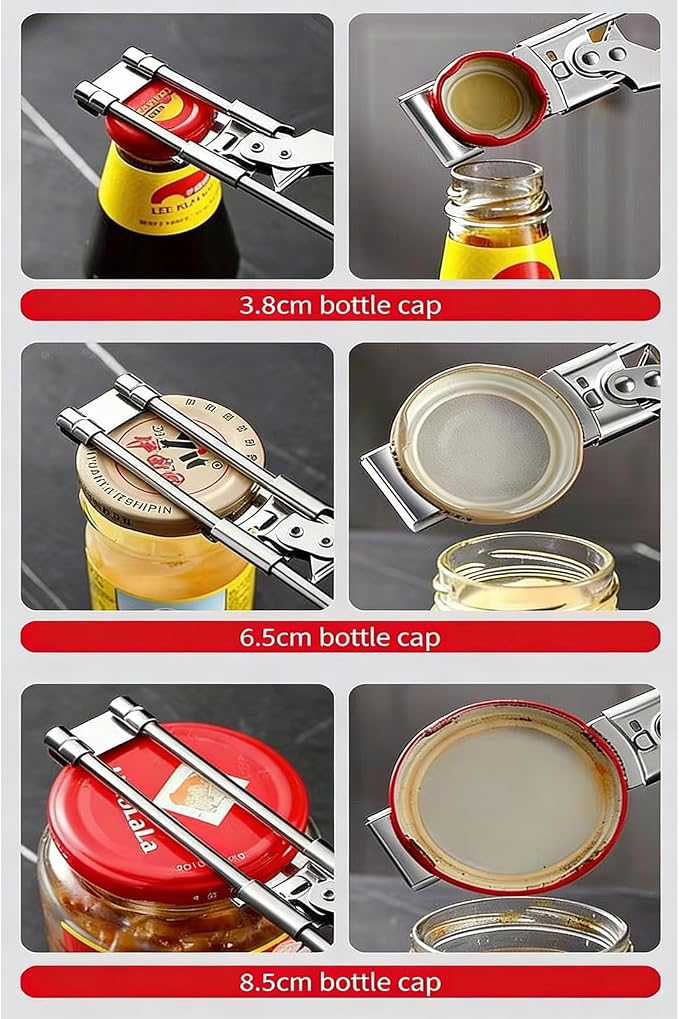 2026 New Upgrade Jar Opener for Weak Hands, Adjustable Stainless Steel can Opener，Multifunctional Can & Bottle Lid Gripper Bottle Opener with Handle, Kitchen Tool for Seniors and Kids (1PCS)