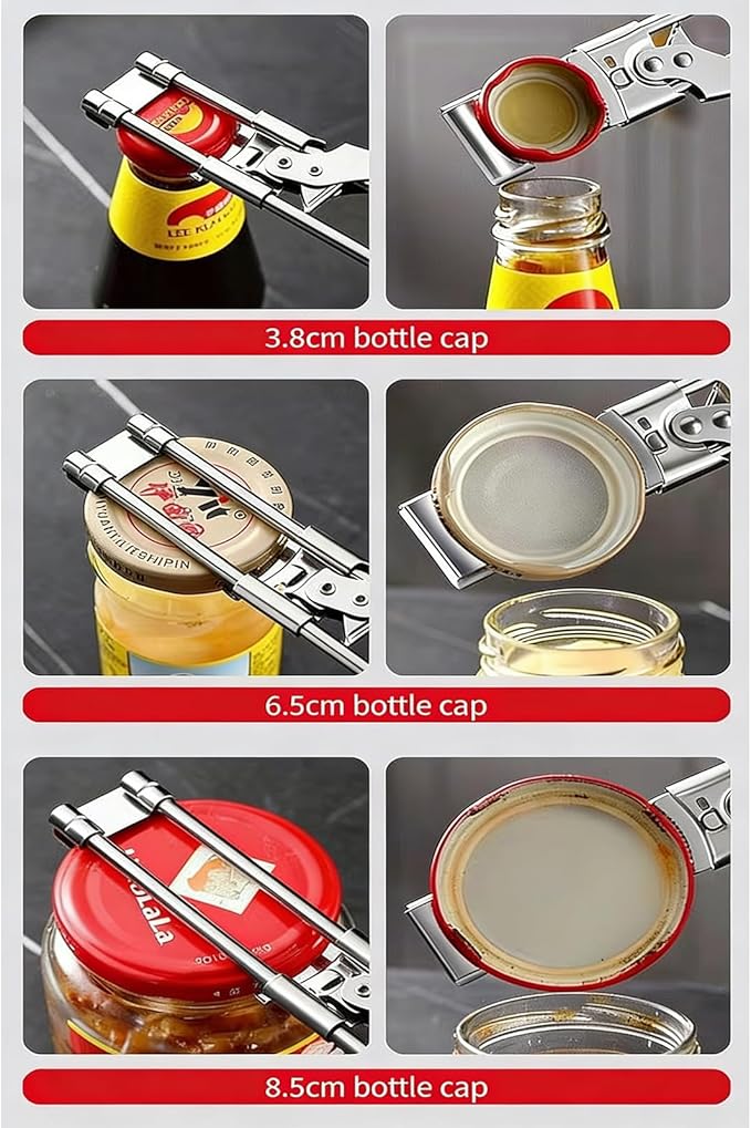 2026 New Upgrade Jar Opener for Weak Hands, Adjustable Stainless Steel can Opener，Multifunctional Can & Bottle Lid Gripper Bottle Opener with Handle, Kitchen Tool for Seniors and Kids (2PCS)