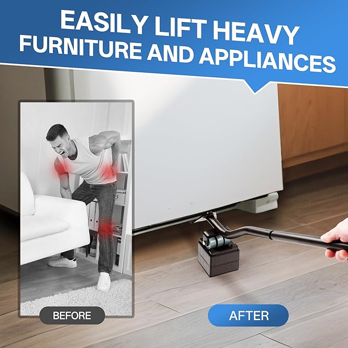 Furniture Lifter Tool Set – Save 80% Effort – Lifts up to 800 lbs – Heavy-Duty Steel Lever with 4 Plastic Base Pads, Ideal for Moving Sofas, Appliances, Furniture Jack Lifter Tool (29 in)