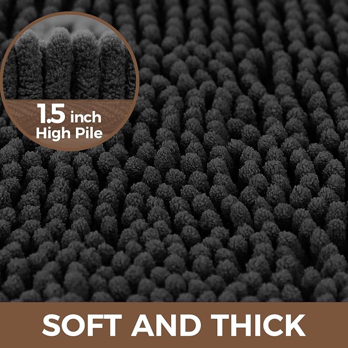 Bcoimo Bathroom Rug Set, Chenille Bathroom Rugs, Absorbent Non Slip Plush Bath Mats, Machine Washable Fast Drying Floor Mats for Tub, Shower, Sink, Vanity