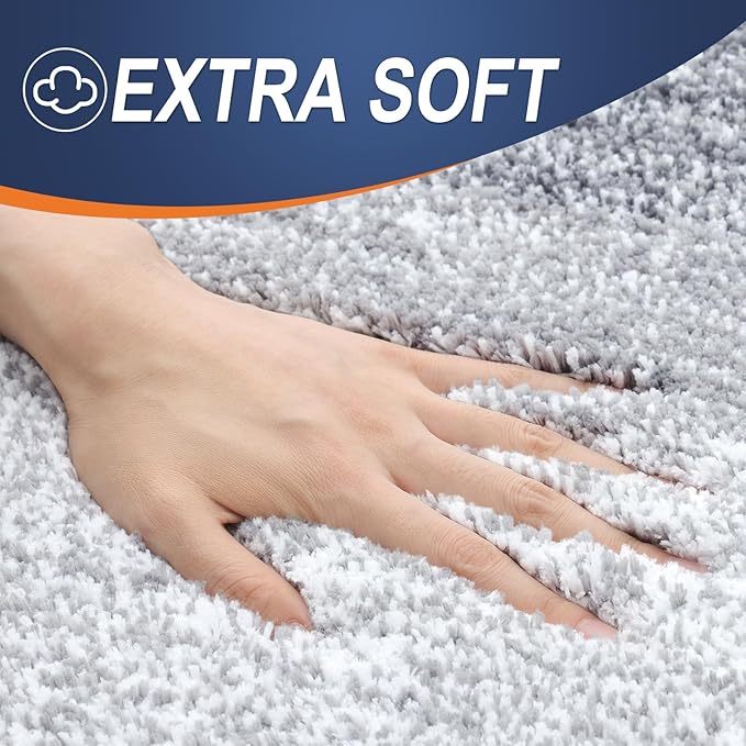 OLANLY Large Bathroom Rugs Mat 40x24, Extra Soft Absorbent Microfiber Bath Rugs, Rubber Backing, Quick Dry, Washable Bath Mats for Bathroom Floor, Tub and Shower, Home Decor Accessories, Light Grey