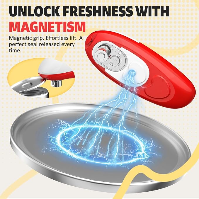 Hands Free Electric Can Opener for Seniors with Arthritis, Automatic Handheld Battery-Operated Kitchen Appliance Gift Easy Side Cut All Can Sizes with Smooth Edge, hand-Safe and kitchen Gadget