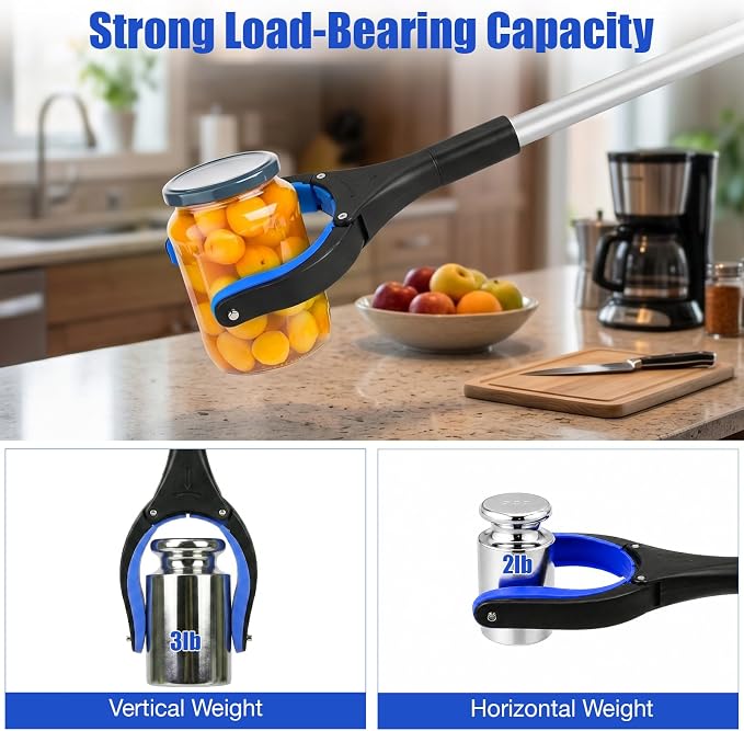 2-Pack Grabber Reacher Tool, 32" Foldable Reacher Grabber Pickup Tool with 90° Rotating Anti-Slip Jaw, Trash Picker Upper Grabber, Hand Grabber for Reaching, Grabbers for Seniors (Blue)