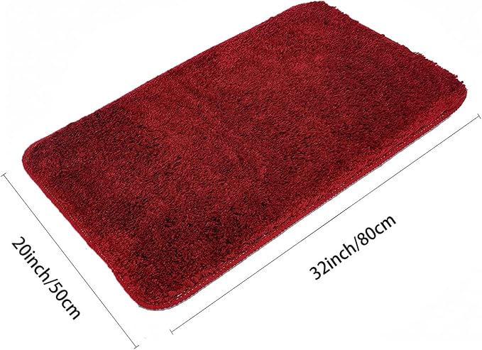 Red Bathroom Rugs Water Absorbent Chenille Bath Mat for Bathroom Machine Washable Shower Mats Bath Rug for Kids Shower Tub,20" x 32",Red