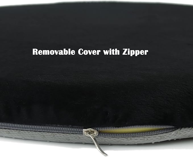 Sigmat Memory Foam Seat Cushion Anti-Slip Soft Round Chair Pad 18 Inch Velvet Black