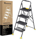 Foldable Step Ladder Stool for Home Adults, 4 Step Tall Extension with Handrails, Heavy Duty 800Lbs Ladder for Indoor Kitchen Closet Stair Use