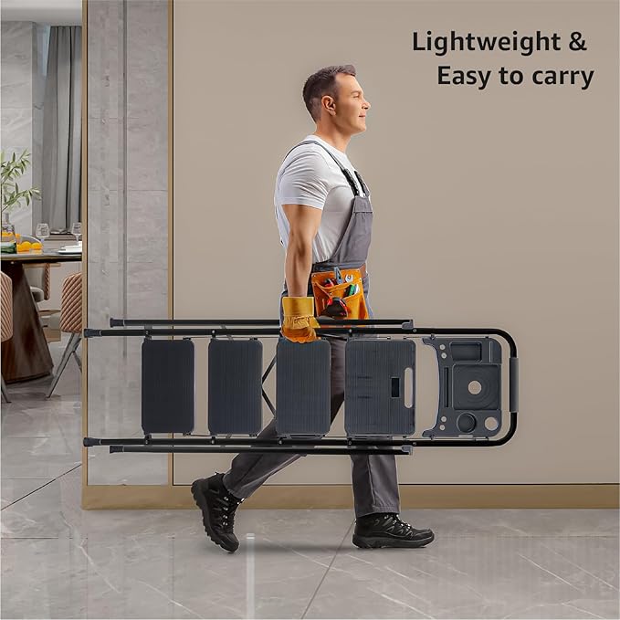 4-Step Ladder with Wide Anti-Slip Platform & Thick Rubber Feet | Heavy Duty Foldable & Portable | 330 lbs Capacity, Steel Frame, Rubber Handgrip, Folding Step Stool