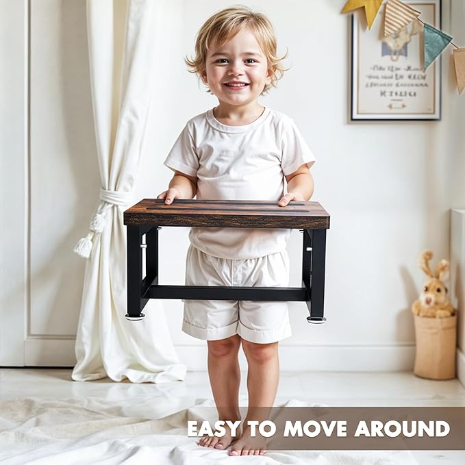 Step Stool, NomNest Height-Adjustable Wooden Step Ladder Metal Foot Stool Small Kitchen Stool Helper for Toddler Adults, Ladder Chair for Home Bedside Bathroom Sink Potty