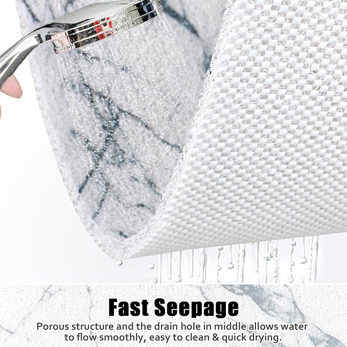 Square Shower Mat Non Slip: 27x27 Inch Shower Floor Mat with Drain Hole in Middle, Super Soft and Comfortable PVC Loofah Massage Bath Mat for Shower, Anti Slip Shower Stall Mat, Quick Drying
