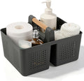 JiatuA Shower Caddy Basket Portable Caddy Organizer with Handle Cleaning Supplies Caddy Plastic Tool Storage for Bathroom Kitchen College Dorm Bedroom, Dark Grey