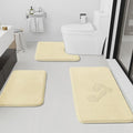 HUXMEYSON Bathroom Rugs Sets 3 Piece, Non-Slip & Quick Dry Bath Mat Set, Ultra Soft Velvet Bath Rugs for Bathroom, Toilet and Shower Floor, Cream Yellow