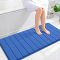 OLANLY Memory Foam Long Bathroom Rugs Runner 47x24, Super Soft Absorbent Bath Mat, Quick Dry, Machine Washable Shower Rugs, Bathmat Carpet, Bathroom Home Decor Accessories, Deep Navy Blue