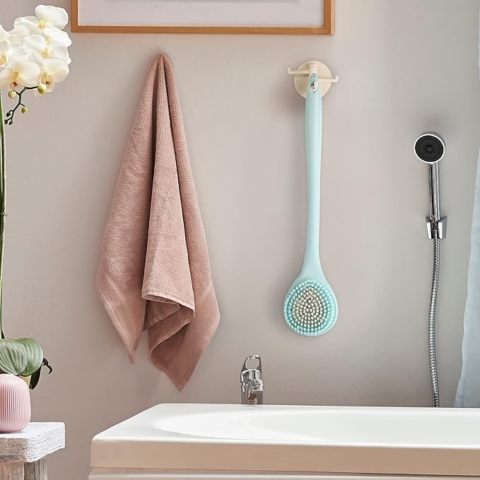 BEDELITE Back Scrubber for Shower, Soft Bath Brush Long Handle for Men & Women(16.4 Inches), Anti Slip Body Scrubber Exfoliator for Cleaning(Blue)
