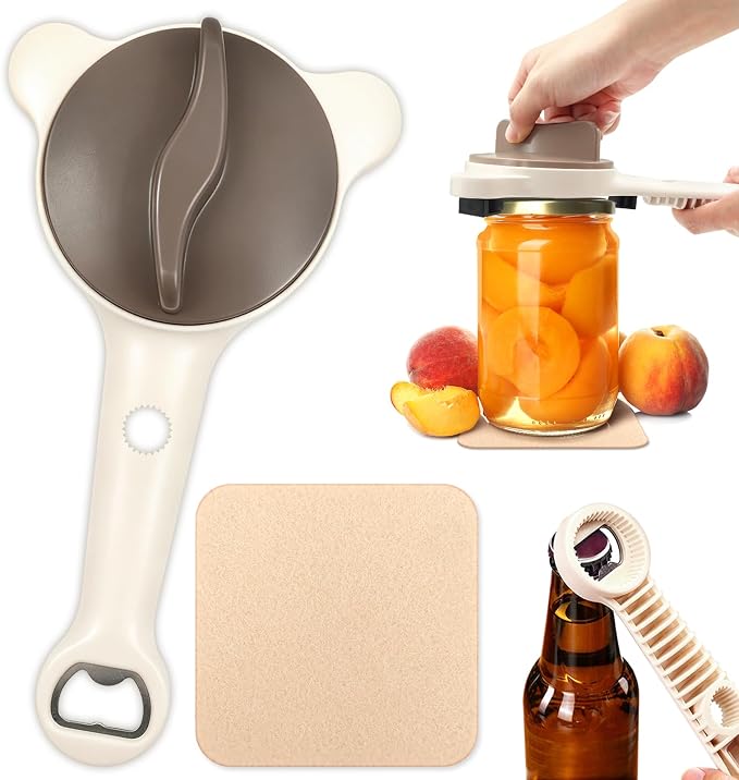 4 in 1 Multi-Purpose Jar Opener,Adjustable Stainless Steel Jar Opener for Weak Hands Seniors & Arthritis Sufferers,Multi Size Lid Tool for Jars Cans Wine Bottles, Home Kitchen Helper