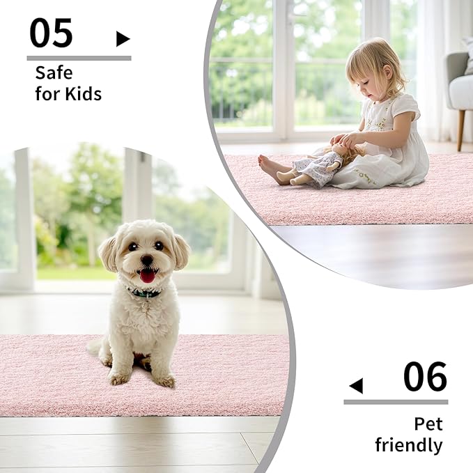 Disolla Bathroom Runner Rug 24x59 Non Slip Fluffy Long Bath Mat for Bathroom Floor Washable Plush Luxury Bath Rug for Tub Absorbent Shower Sink Mat Bedside Rug, Sakura Pink