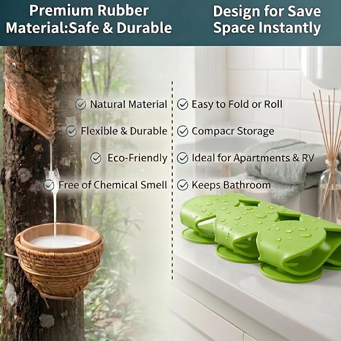 Webos Patented Non Slip Bathtub Mat Shower Mat Bath Mat Tub Mats with Strong Suction Cups Soft Natural Rubber Bath Mat for Inside The tub (Circle-Green, 28x16 inch)