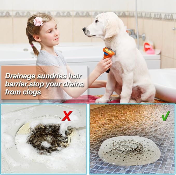Hair Catcher Square Silicone Hair Stopper Shower Drain Hair Catcher with Suction Cup Easy to Install and Clean Suit for Bathroom Bathtub and Kitchen(Upgraded Strong Suction 2 Pack(Traffic Black Grey)