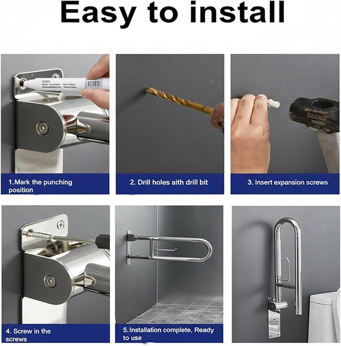 Grab Bar for Toilet,23.6" Flip-Up Toilet Grab Bar with Paper Holder,304 Stainless Steel Bathroom Safety Rail, Anti-Slip Folding Handicap Grab Bar for Seniors, Elderly & Disabled