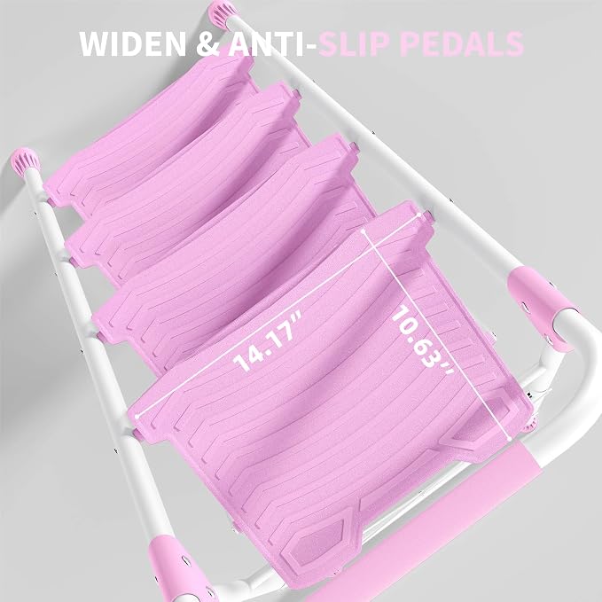 KINGRACK 4 Step Ladder, 900lbs Sturdy Step Stool with Handrail, Anti-Slip Wide Pedals, Foldable Stepladder for Home, Garage, Garden, Household, Pink, Pass 900LBS Testing