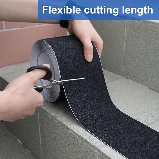 BOMEI PACK Black Anti Slip Tape, 4 Inch x 33 Foot Non-Slip Traction Grip Tape for Stairs, Waterproof Stair Treads Grip Non Slip, Non Skid Tape for Steps, Outdoor Black Grip Tape