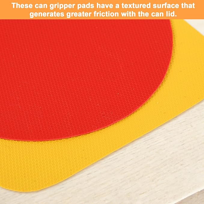 4pcs Jar Opener Gripper Pads, Rubber Can Opener Bottle Lid Cap Gripper Pads for Weak Hands Seniors Elderly Multi-Function Kitchen Coasters Gadgets (Red, Yellow)