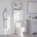 Over the Toilet Storage Cabinet for Bathroom, Extra Tall Over Toilet Storage, Space Saver W/Adjustable Shelf & Open Storage Shelf, 75in, White