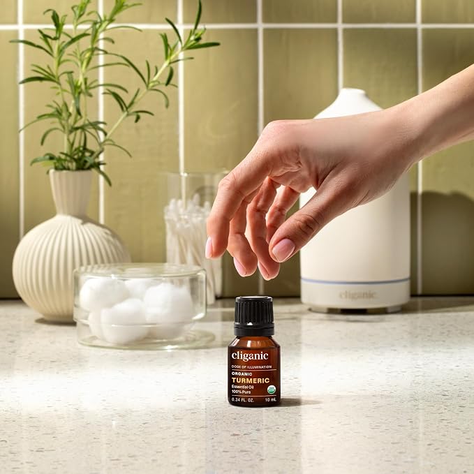 Cliganic Organic Turmeric Essential Oil, 100% Pure Natural for Aromatherapy | Non-GMO Verified
