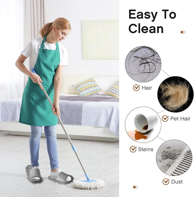 Jecery 2 Pairs Microfiber Cleaning Mop Slippers for Floor Cleaning House Mop Shoes Men and Women Washable Unisex Dusting Slippers Dirt Tool Supplies(Medium,Gray)