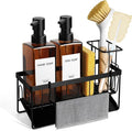 GMISUN Dish Soap Dispenser, 12 Fl oz / 350 ml Dual Soap Dispenser with Sponge Holder, Customized Amber Glass Kitchen Soap Dispensers Set, Modern Hand and Dish Soap Dispensers Set Removable