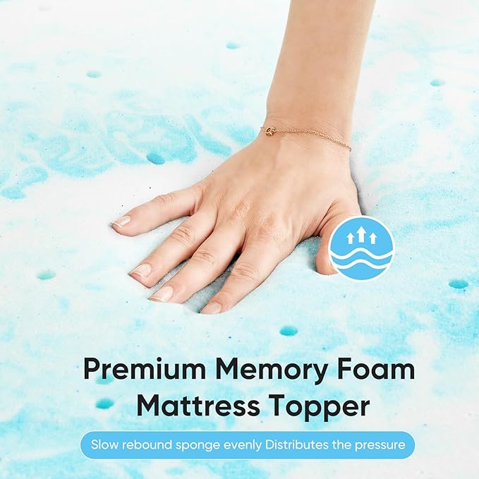 OLIXIS 2 Inch Twin XL Size Gel Infused Memory Foam Mattress Topper, Soft Breathable Cooling Bed Pad, a Comfortable Bed Mattress Overlay for Bedroom, RV, Camper and Sleeper Sofa, CertiPUR-US Certified