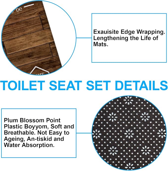 4Pcs Family Shower Curtain Sets with Non-Slip Rugs, Toilet Lid Cover and Bath Mat, Brown Home Bathroom Decor Set Accessories Waterproof Shower Curtains with 12 Hooks, 72 x 72 Inch