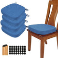 BUYUE Thickened 2.5" Dining Chair Cushions Set of 4, U-Shape High Density Foam Comfortable Chair Pads for Kitchen, Slip Resistant Indoor Seat Cushions (4 PCS, Dark Blue)