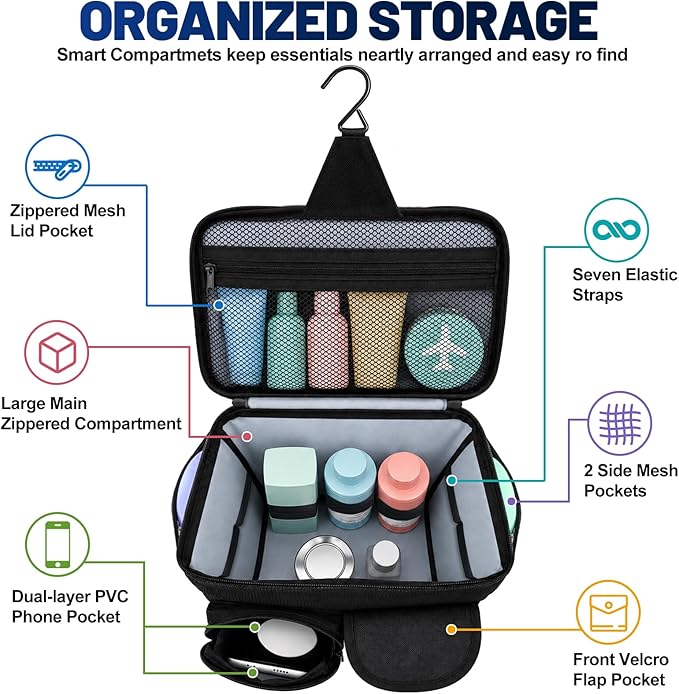 Dorm Room Essentials for Guys Girls, Mesh Shower Caddy Portable, Large Capacity Toiletry Shower Bag with Hanging Hook for Full-Sized Bottles, Multi-Pocket Organizer for College Gym Camping Travel