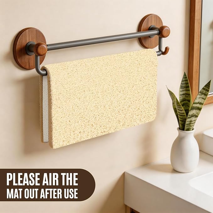 Joyhalo Shower Mat Bathtub Mat Non Slip, Bathmats Non Slip, Quick Drying Foot Scrubber Loofah Mats for Shower, Tub, Bathroom, Home, 24x24inch, Beige