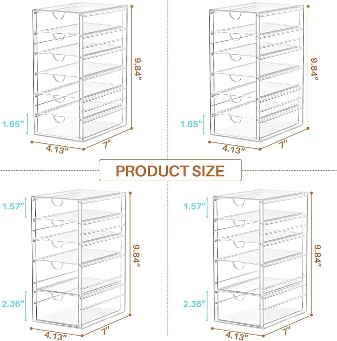 ARSTPEOE 22 Drawers, Acrylic Desk Makeup Organizer, Plastic Drawers Organizer, Stackable Storage Solution for Makeup, Dresser, Office, Bathroom Clear Plastic Craft and Bead Storage Cabinet