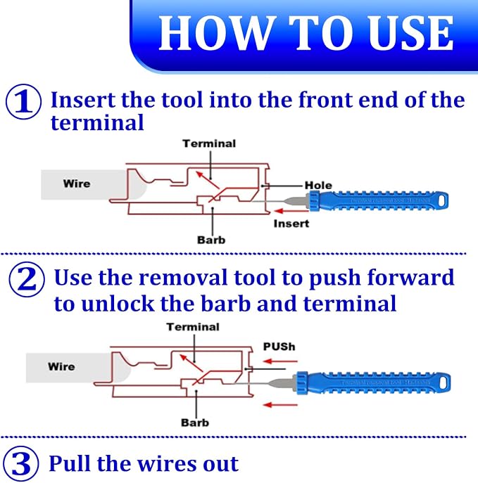 41 Pcs Terminal Pin Removal Tools with Blow-Molded Case - Electrical Pin Removal Tools Automotive Depinning Tool Kit for Automotive & Household Devices Most Connector, Blue