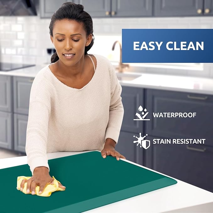 KitchenClouds Kitchen Mat Cushioned Anti Fatigue Rug 17.3"x28" Water Resistant, Non Slip, Standing and Comfort Desk/Floor Mats for House Sink Office (Dark Green)